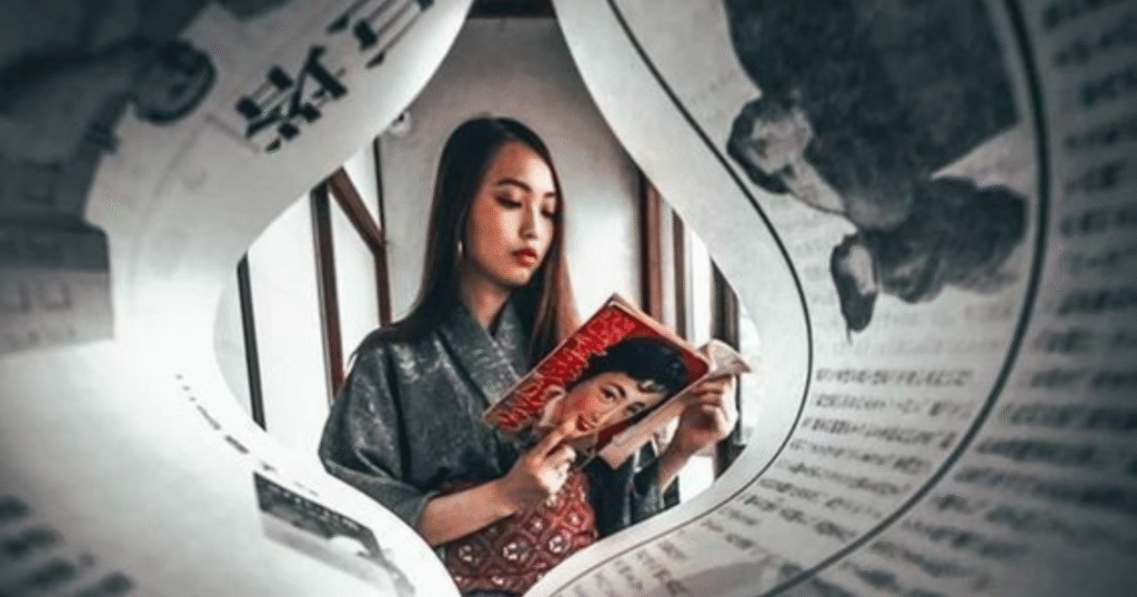 Photographer positioning camera for best angle